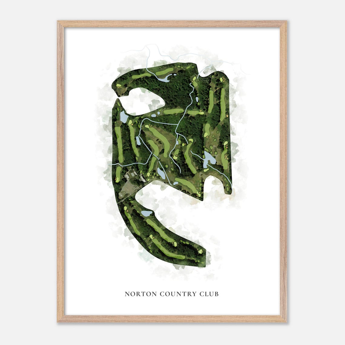 Norton Country Club In Norton Massachusetts Classic Watercolor Map Golfer Gift Golf Wall Art Golf Poster Print Course Layout - Image 2
