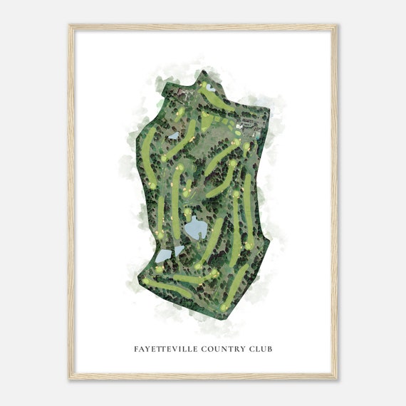 Fayetteville Country Club Arkansas Classic Watercolor Map Golfer Gift Golf Wall Art Golf Poster Print Course Layout