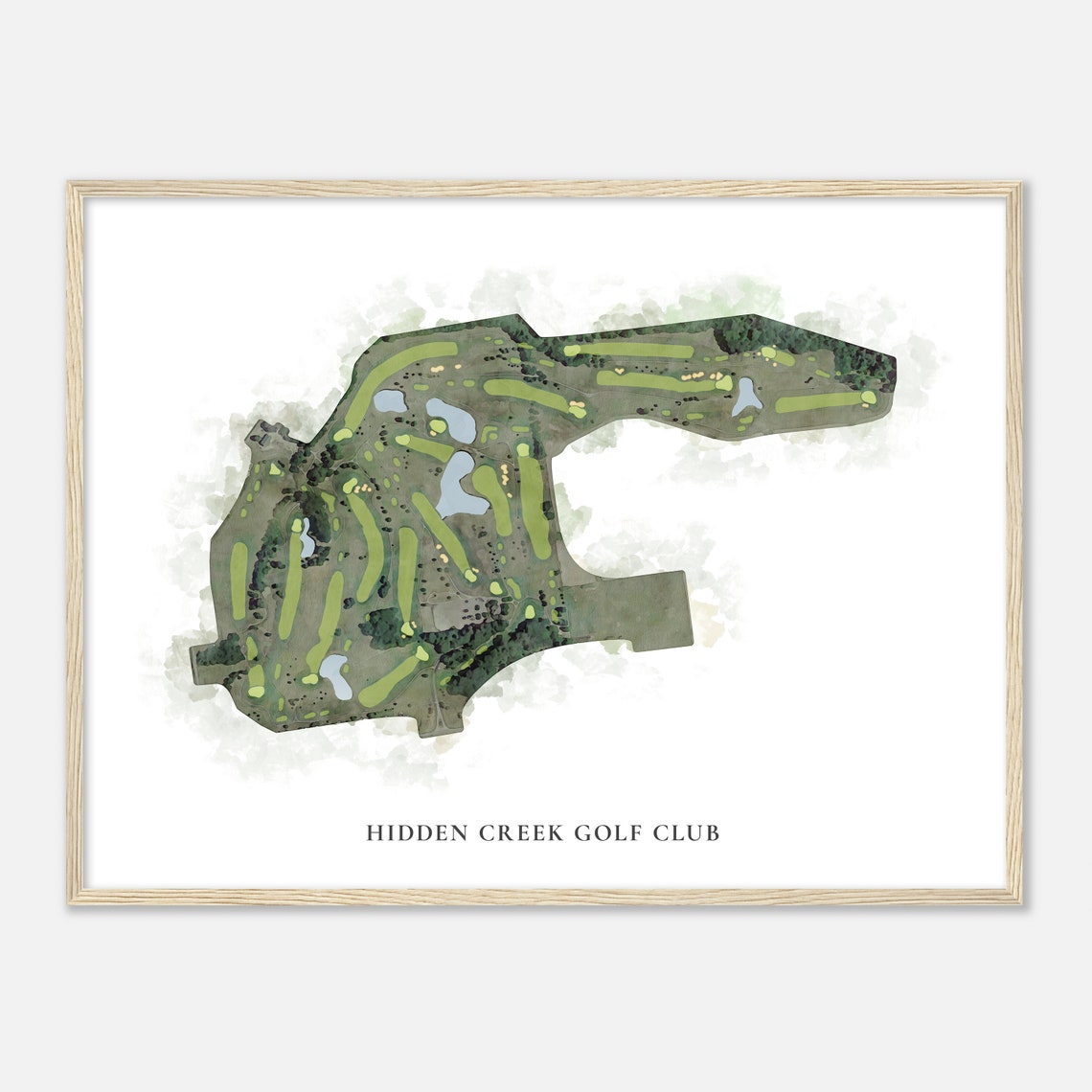 Hidden Creek Golf Club Watercolor Aerial Map Golfer Gift Poster - Image 2