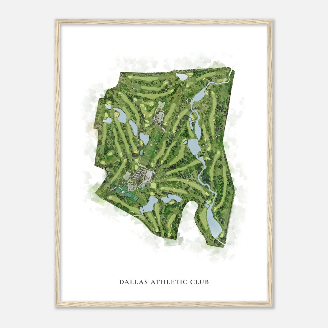 Dallas Athletic Club Texas Classic Watercolor Map Golfer Gift Golf Wall Art Golf Poster Print Course Layout
