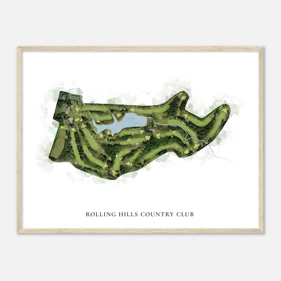 Rolling Hills Country Club North Carolina Classic Watercolor Course Map Poster