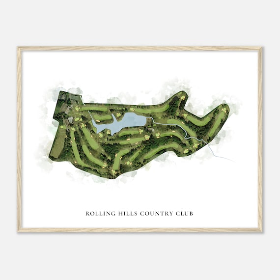Rolling Hills Country Club North Carolina Classic Watercolor Course Map Poster