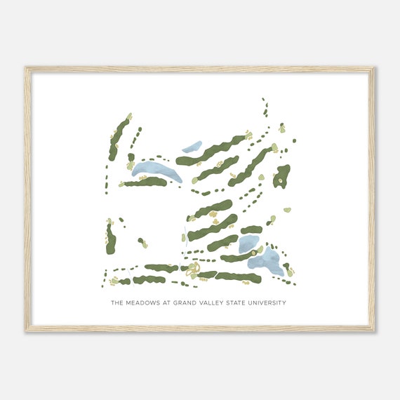 The Meadows At Grand Valley State University Michigan Modern Watercolor Map Golfer Gift Golf Wall Art Golf Poster Print
