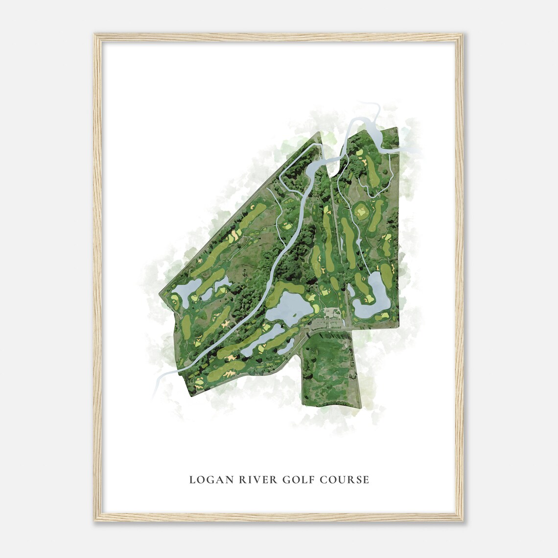 Logan River Golf Course Utah Classic Watercolor Map Golfer Gift Golf Wall Art Golf Poster Print Course Layout - Image 2
