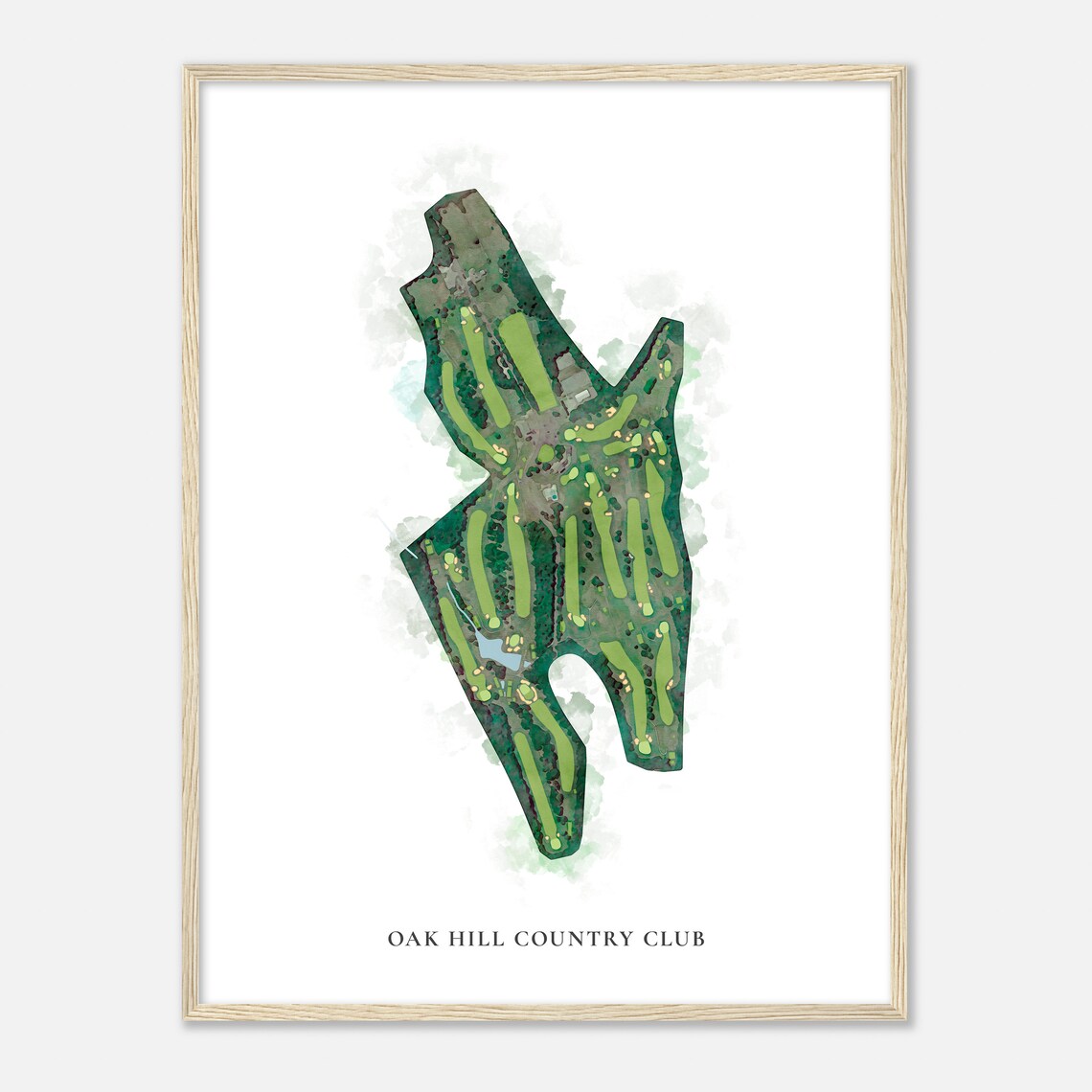 Oak Hill Country Club Massachusetts Classic Watercolor Golf Map Poster - Image 2