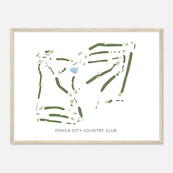 Ponca City Country Club Oklahoma Modern Watercolor Course Map Poster