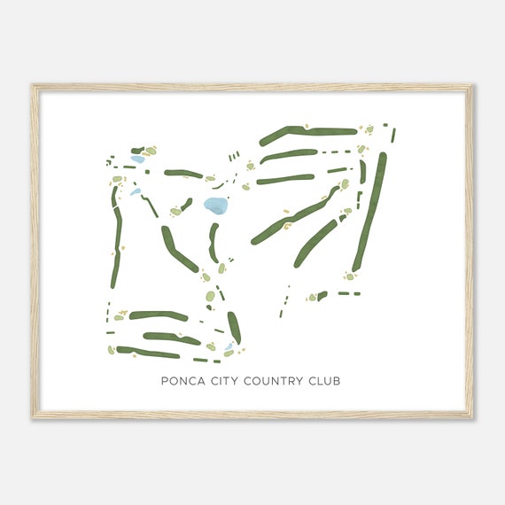 Ponca City Country Club Oklahoma Modern Watercolor Map Golfer Gift Golf Wall Art Golf Poster Print Course Layout