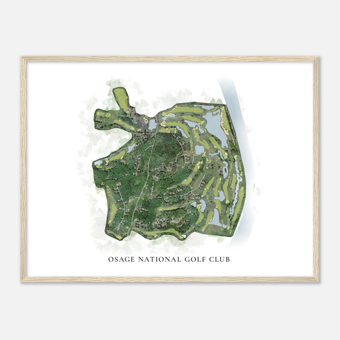 Osage National Golf Club Watercolor Aerial Golf Course Map Poster
