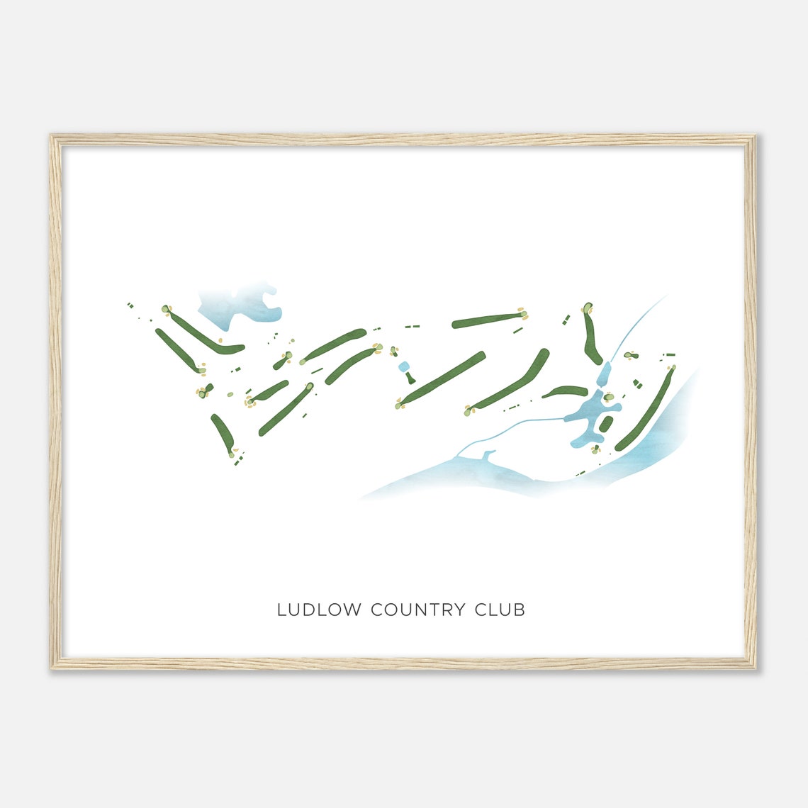 Ludlow Country Club Massachusetts Modern Watercolor Map Poster - Image 2