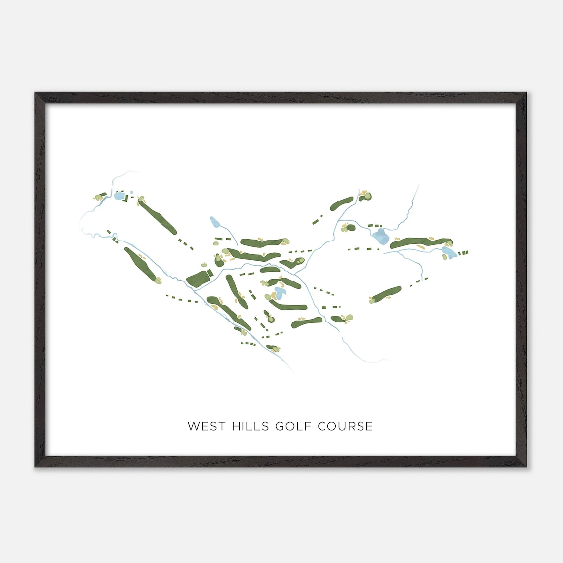 West Hills Golf Course Fredericton Canada Modern Watercolor Golf Map Poster - Image 4