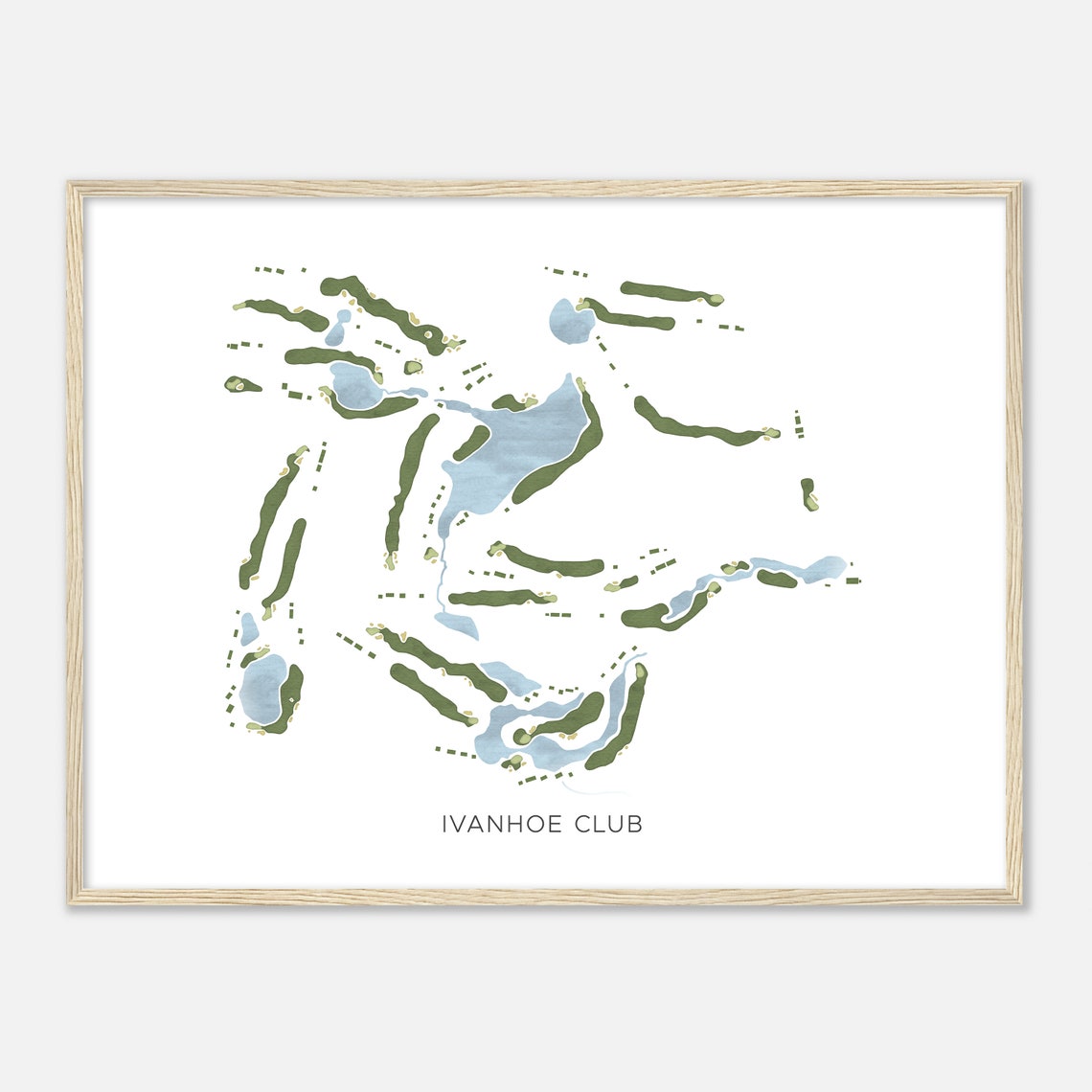 Ivanhoe Club Golf Course Watercolor Fairway Hole Map Art Poster