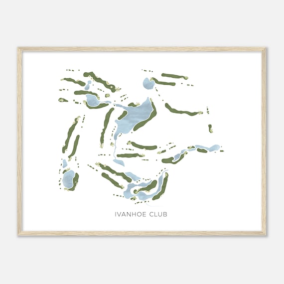 Ivanhoe Club Illinois Modern Watercolor Map Golfer Gift Golf Wall Art Golf Poster Print Course Layout
