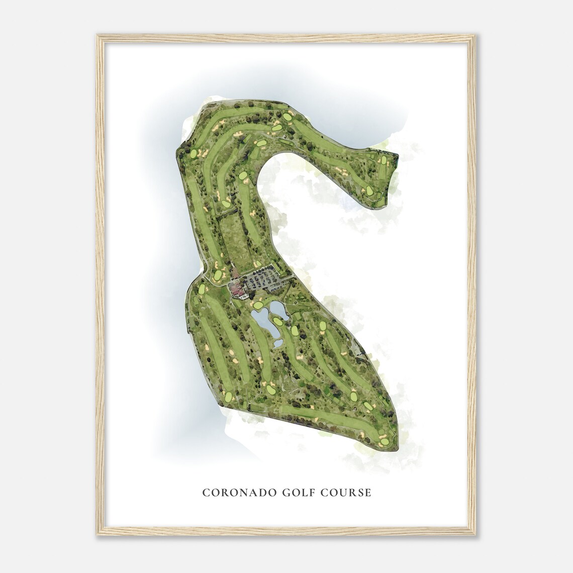 Coronado Golf Course California Classic Watercolor Map Golfer Gift Golf Wall Art Golf Poster Print Course Layout