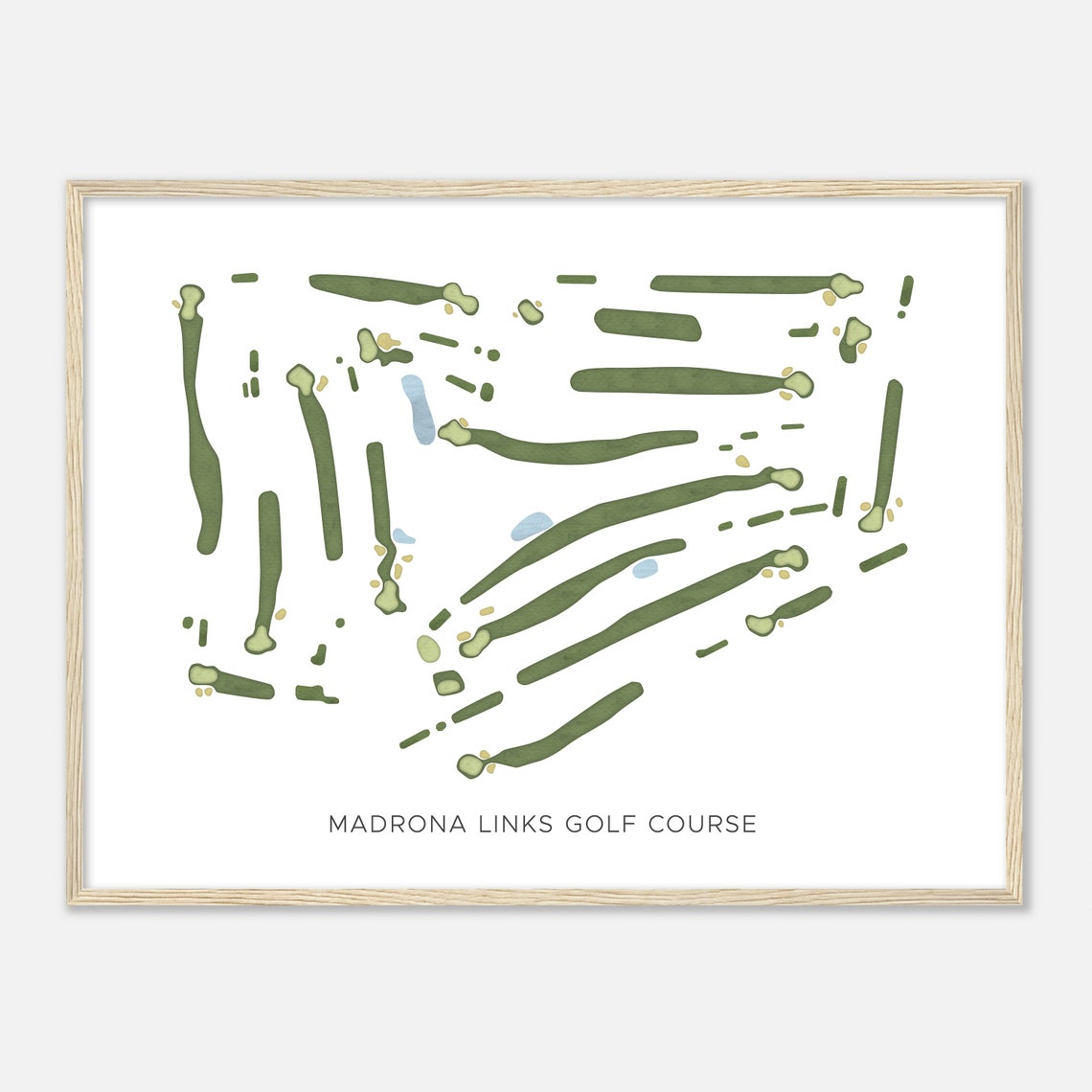 Madrona Links Golf Course Watercolor Map Golfer Gift Poster Art