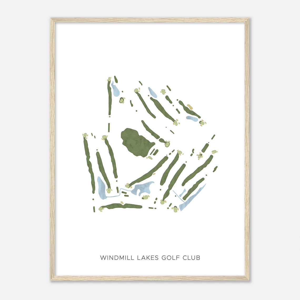 Windmill Lakes Golf Club Modern Minimalist Golf Course Map Poster - Image 2