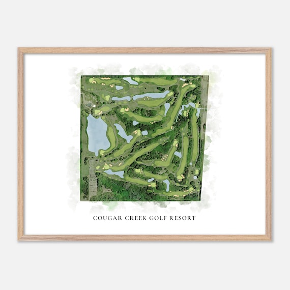 Cougar Creek Golf Resort Carvel Canada Classic Watercolor Golf Map Poster