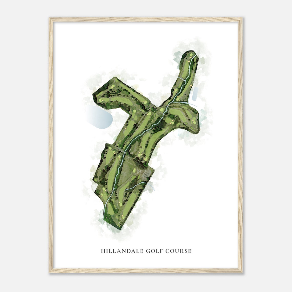 Hillandale Golf Course North Carolina Classic Watercolor Map Poster - Image 2