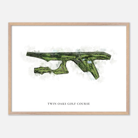 Twin Oaks Golf Course California Classic Watercolor Map Poster