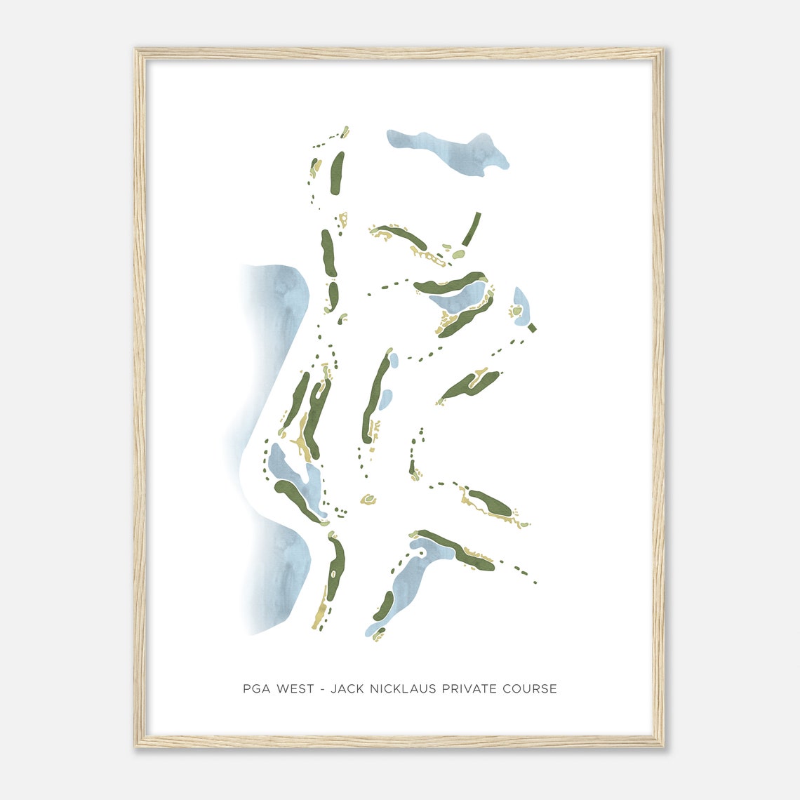 Pga West Jack Nicklaus Private Course California Modern Watercolor Map Golfer Gift Golf Wall Art Golf Poster Print Course Layout