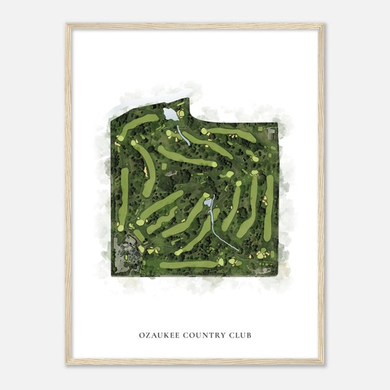 Ozaukee Country Club Wisconsin Classic Watercolor Map Golfer Gift Golf Wall Art Golf Poster Print Course Layout