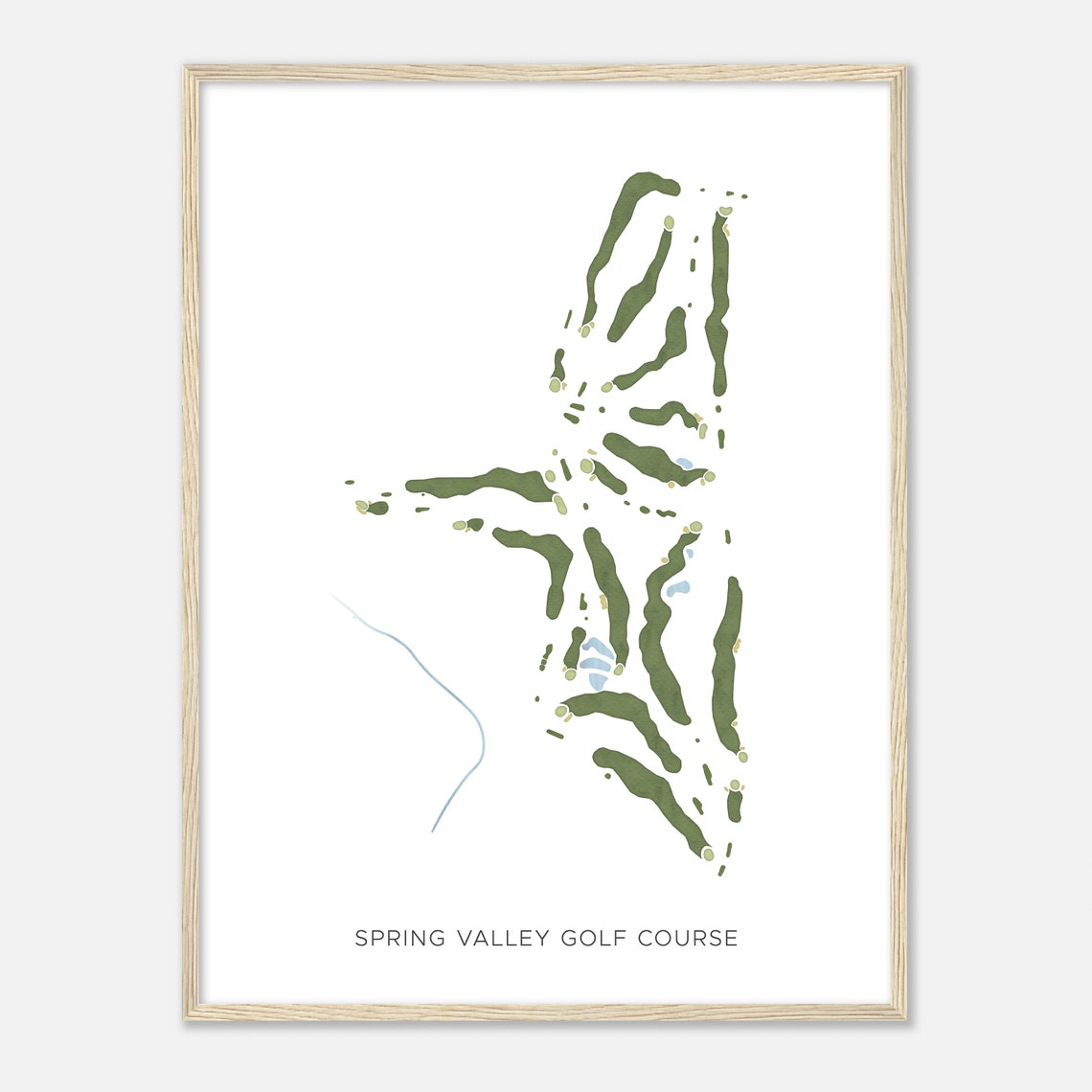 Spring Valley Golf Course Wisconsin Modern Watercolor Golf Map Poster