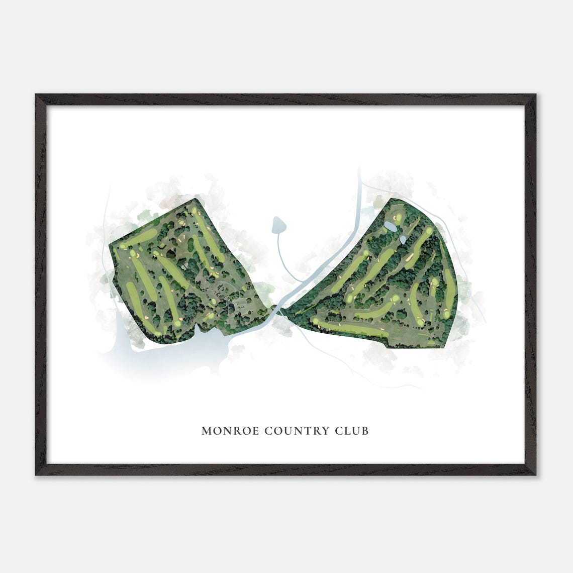 Monroe Country Club Watercolor Aerial Golf Course Map Poster - Image 5