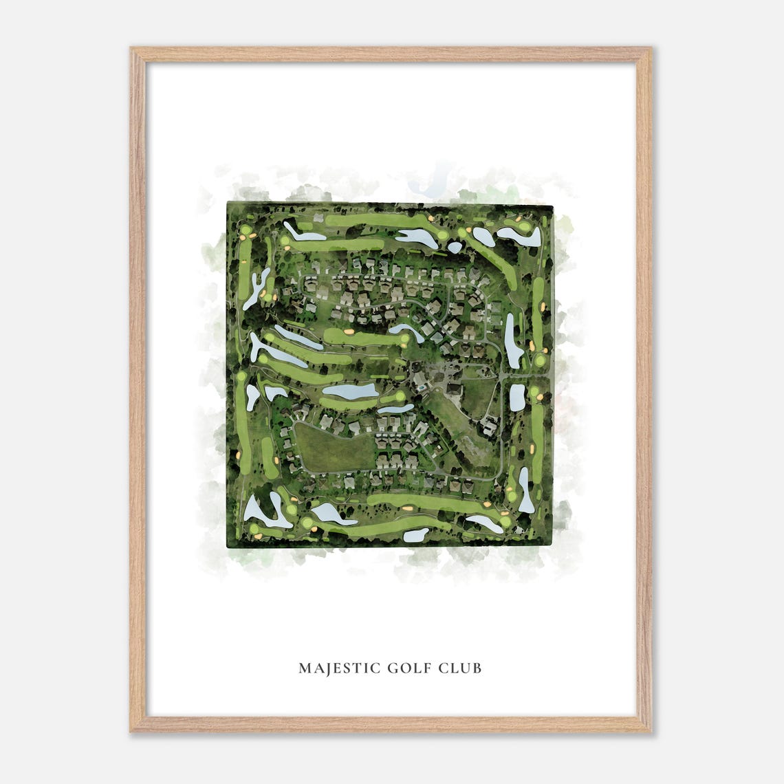 Majestic Golf Club Classic Aerial Watercolor Course Map Poster - Image 2