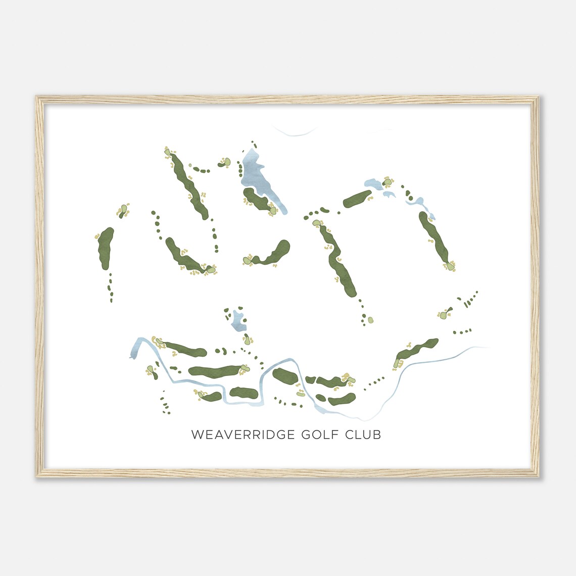 Weaverridge Golf Club Illinois Modern Watercolor Course Map Poster - Image 2