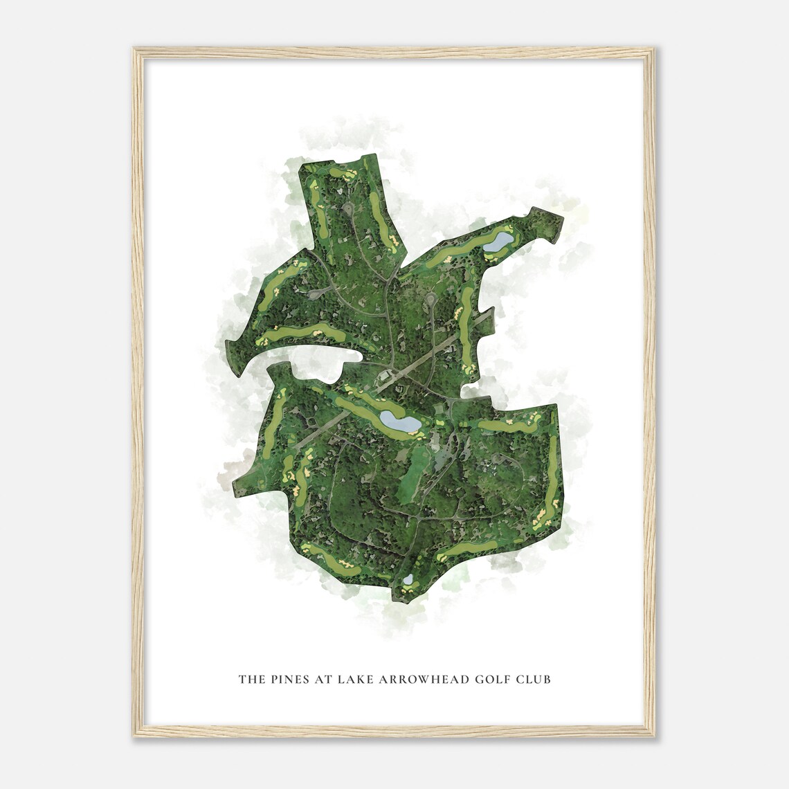 The Pines at Lake Arrowhead Golf Club Aerial Watercolor Map Poster