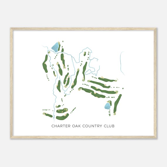 Charter Oak Country Club Massachusetts Modern Watercolor Map Golfer Gift Golf Wall Art Golf Poster Print Course Layout
