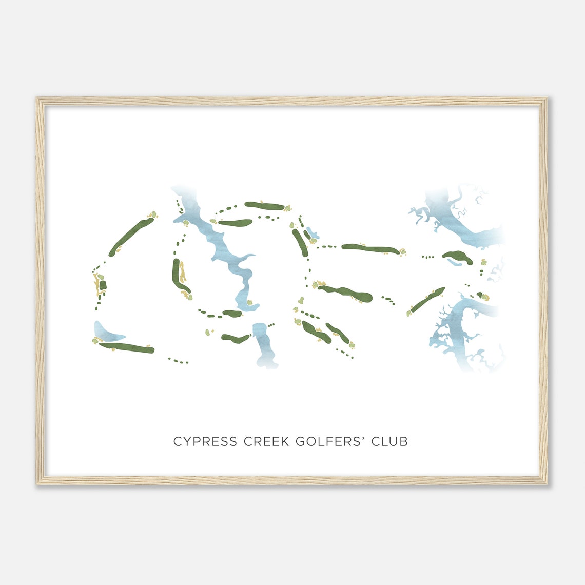 Cypress Creek Golfers Club Minimalist Golf Course Map Poster