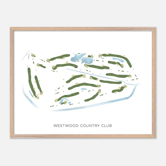 Westwood Country Club In Houston Texas Modern Watercolor Map Golfer Gift Golf Wall Art Golf Poster Print Course Layout