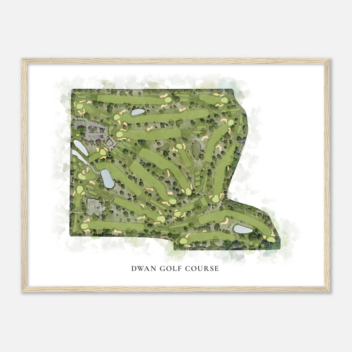 Dwan Golf Course Watercolor Golf Course Map Poster for Golfers - Image 2