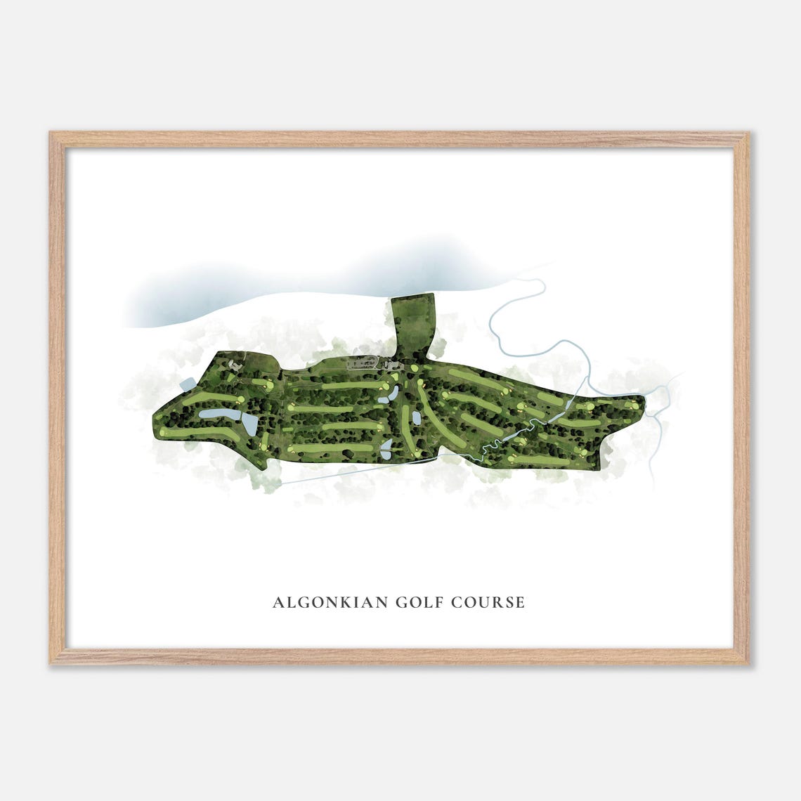 Algonkian Golf Course Sterling Virginia Classic Watercolor Map Poster