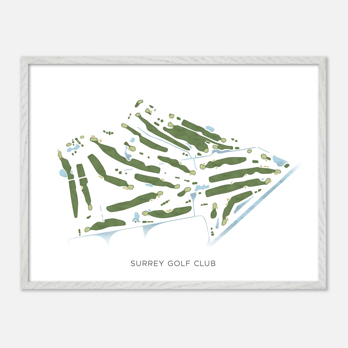Surrey Golf Club Surrey Canada Modern Watercolor Course Map Poster - Image 3