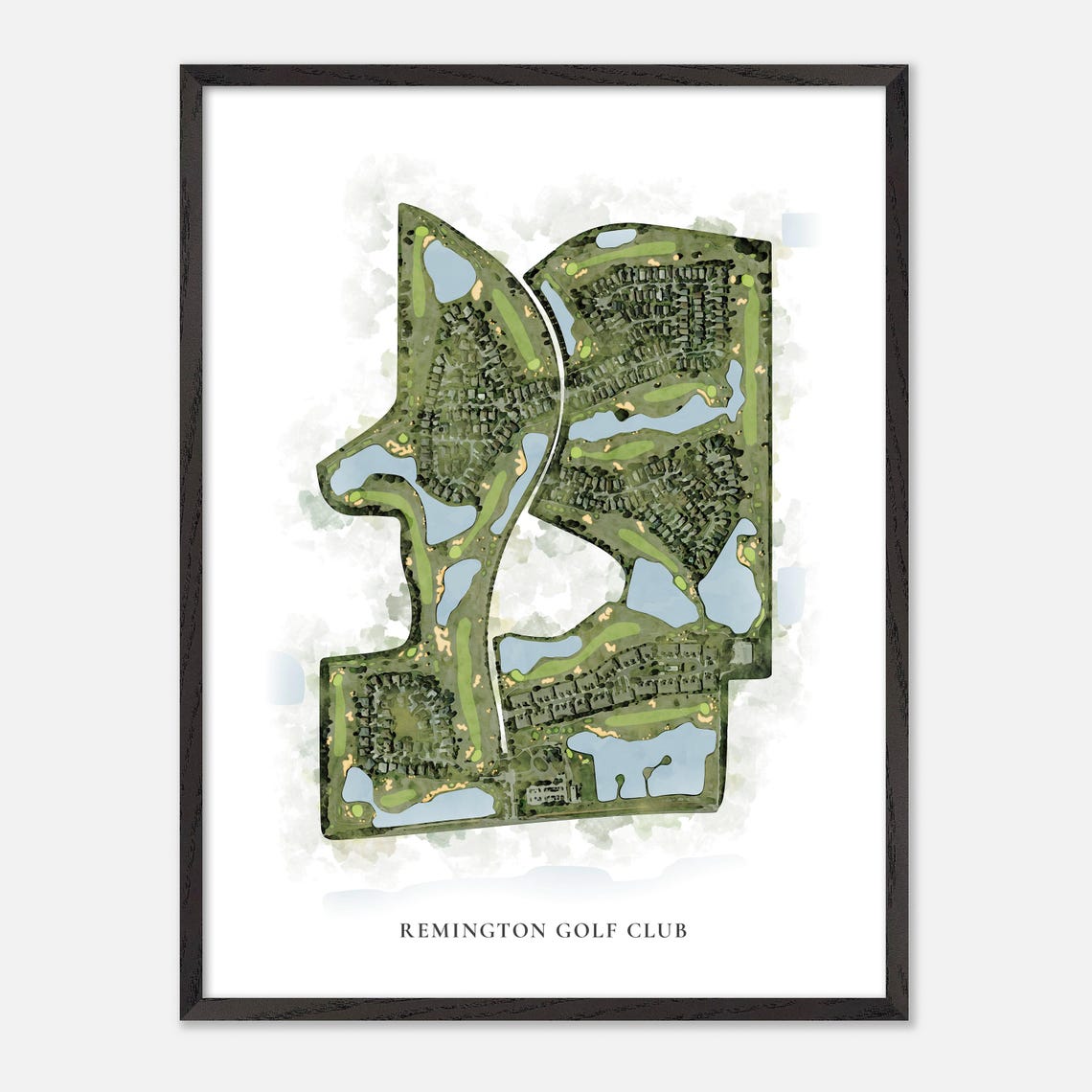 Remington Golf Club Classic Watercolor Lakes Course Map Poster - Image 3
