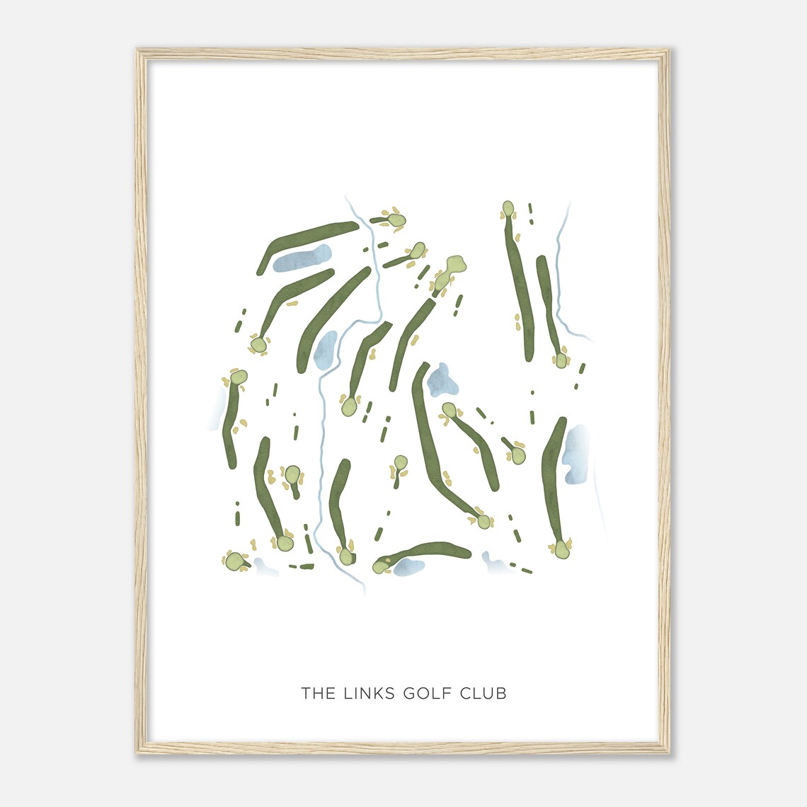 The Links Golf Club Modern Minimalist Watercolor Golf Map Poster