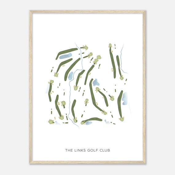 The Links Golf Club Indiana Modern Watercolor Map Golfer Gift Golf Wall Art Golf Poster Print Course Layout