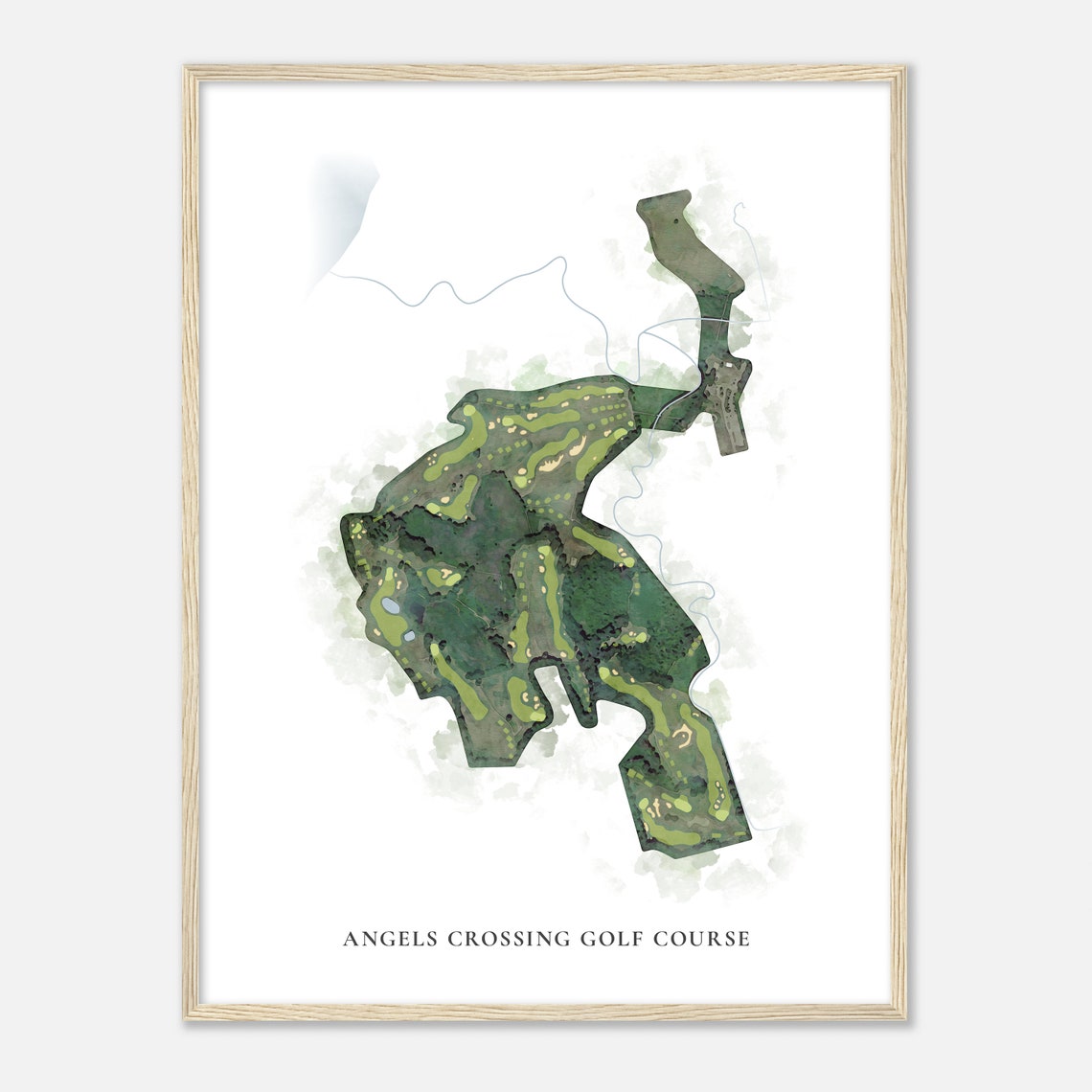 Angels Crossing Golf Course Michigan Classic Watercolor Map Golfer Gift Golf Wall Art Golf Poster Print Course Layout - Image 2