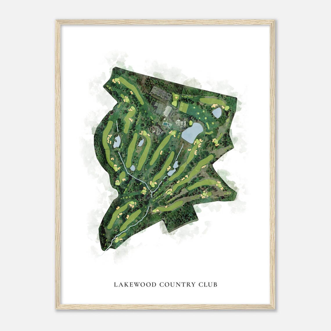 Lakewood Country Club Maryland Classic Watercolor Map Poster
