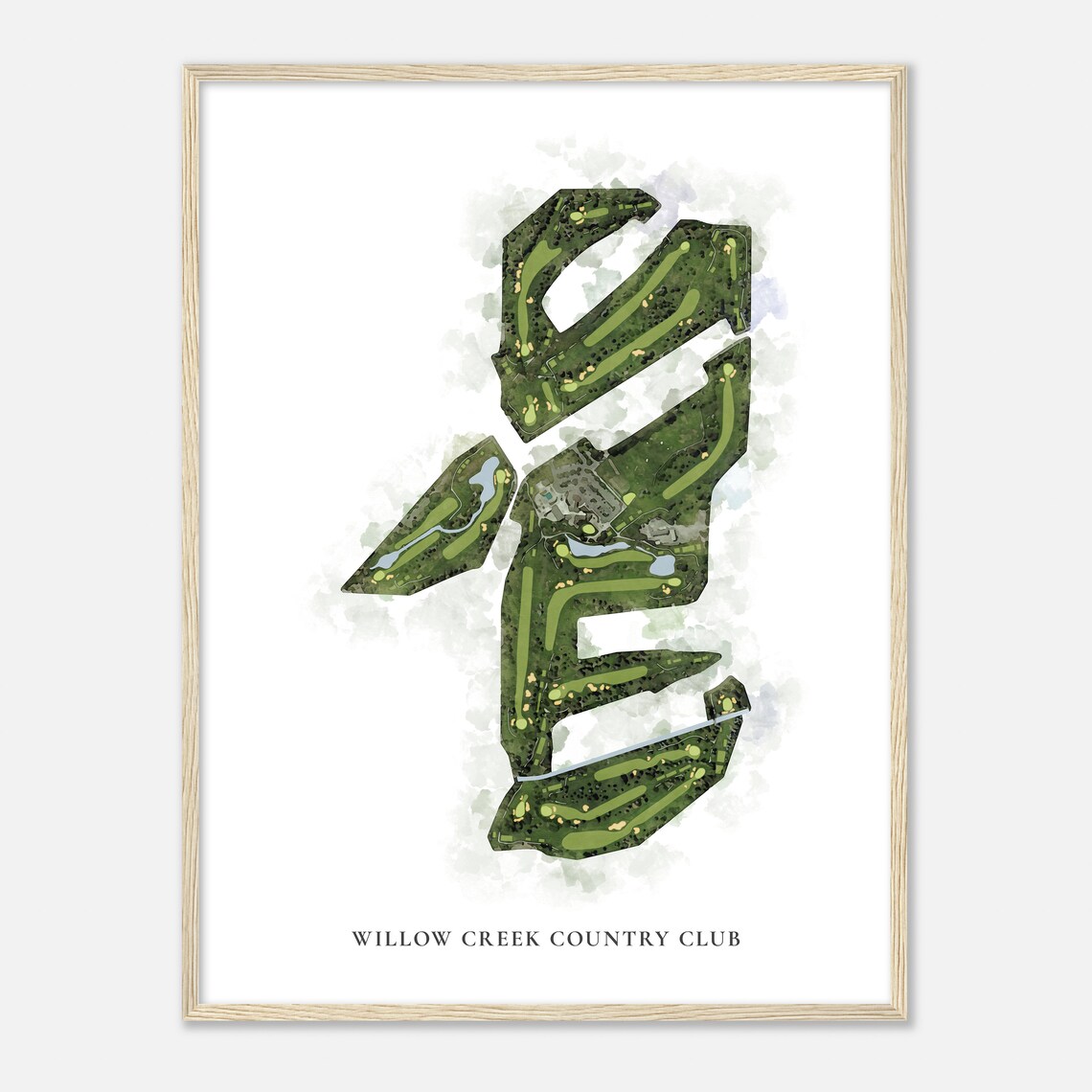 Willow Creek Country Club Golf Course Watercolor Map Poster Gift Art - Image 2