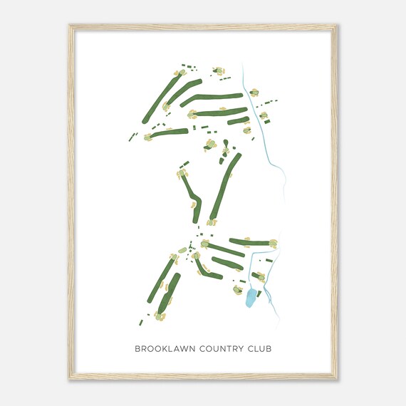 Brooklawn Country Club Connecticut Modern Watercolor Map Golfer Gift Golf Wall Art Golf Poster Print Course Layout