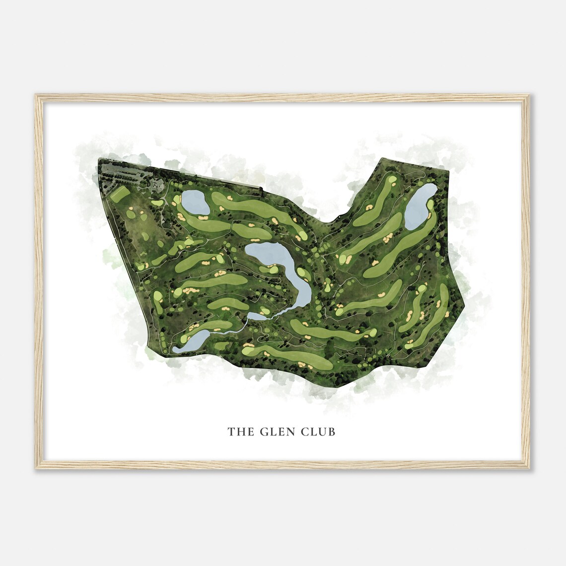 The Glen Club Classic Watercolor Aerial Golf Course Map Poster - Image 2