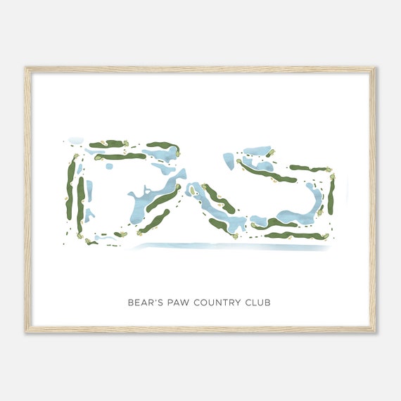 Bears Paw Country Club Florida Modern Watercolor Map Golfer Gift Golf Wall Art Golf Poster Print Course Layout