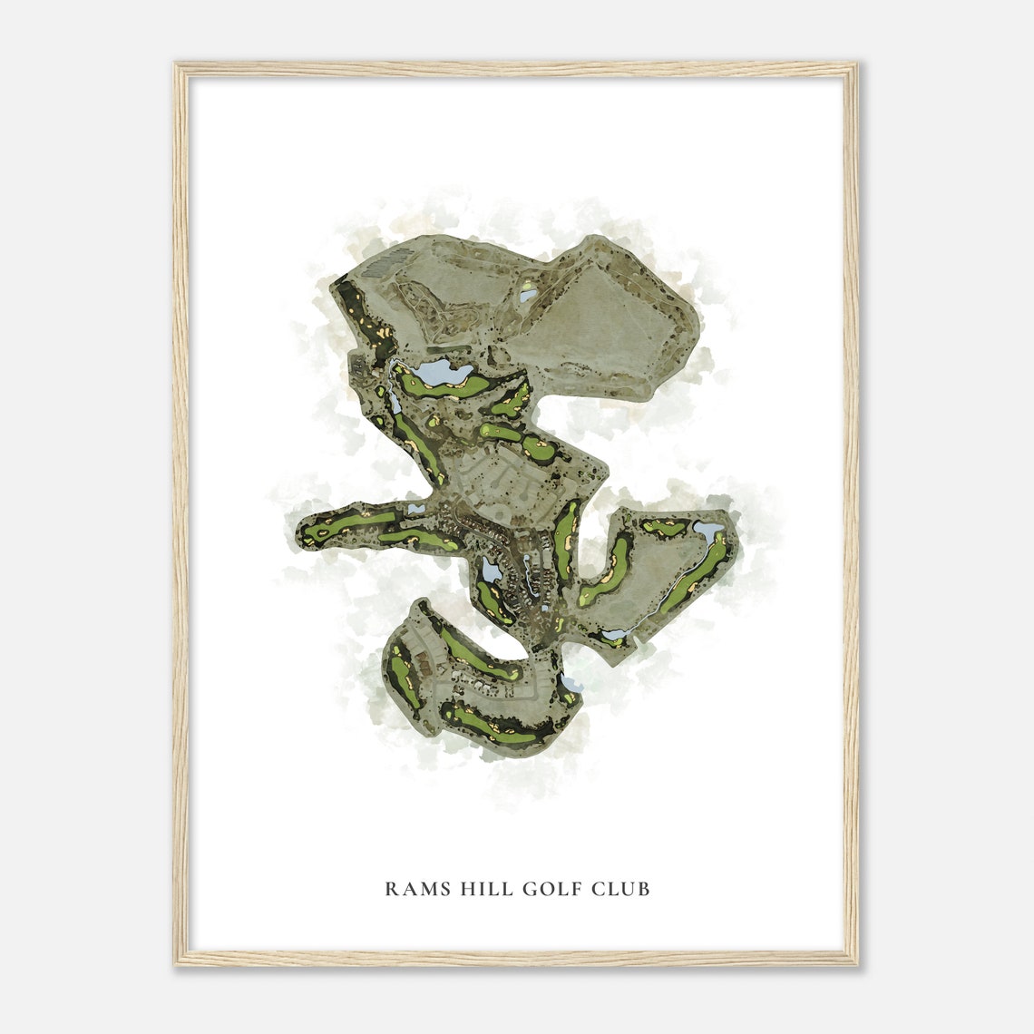 Rams Hill Golf Club Classic Watercolor Course Map Gift Poster