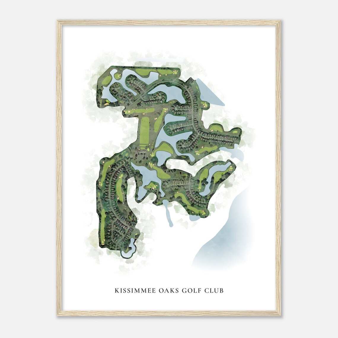 Kissimmee Oaks Golf Club Florida Classic Watercolor Course Map Poster
