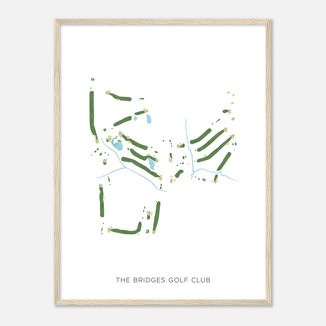 The Bridges Golf Club Modern Watercolor Course Map Art Poster
