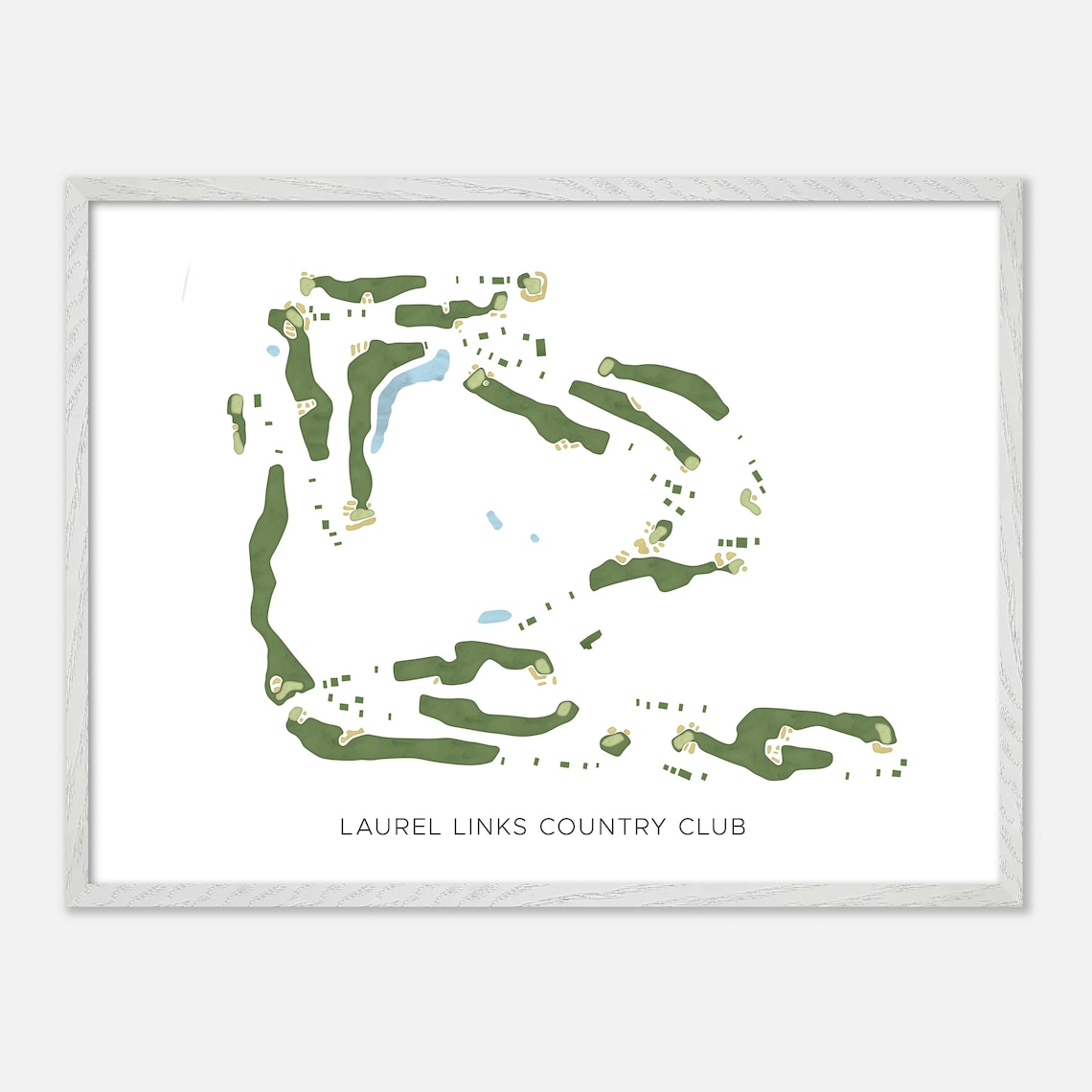 Laurel Links Country Club Mattituck New York Modern Watercolor Golf Map Poster - Image 4