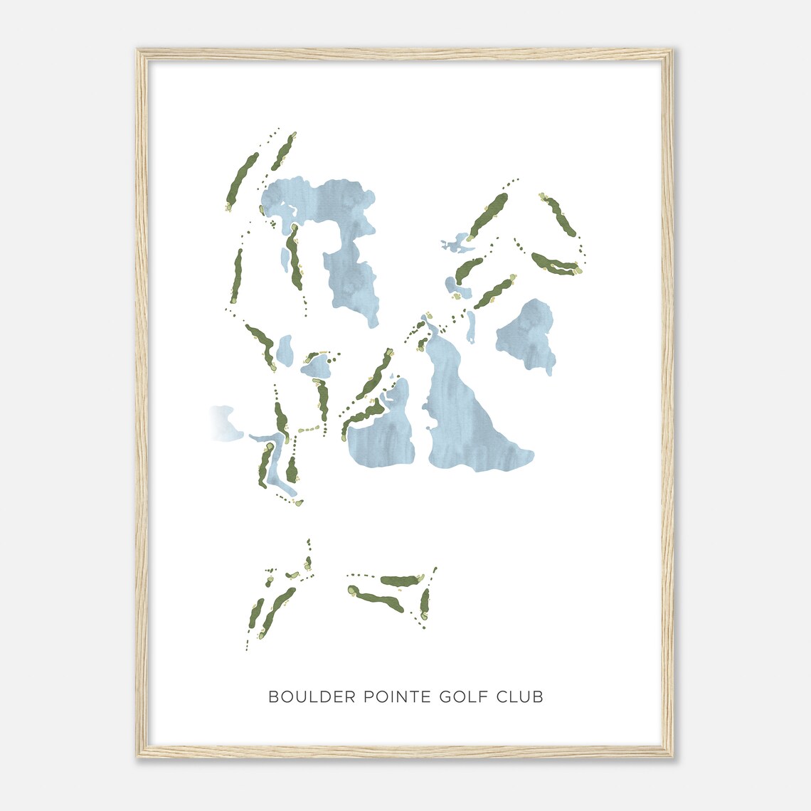 Boulder Pointe Golf Club Michigan Modern Watercolor Map Golfer Gift Golf Wall Art Golf Poster Print Course Layout