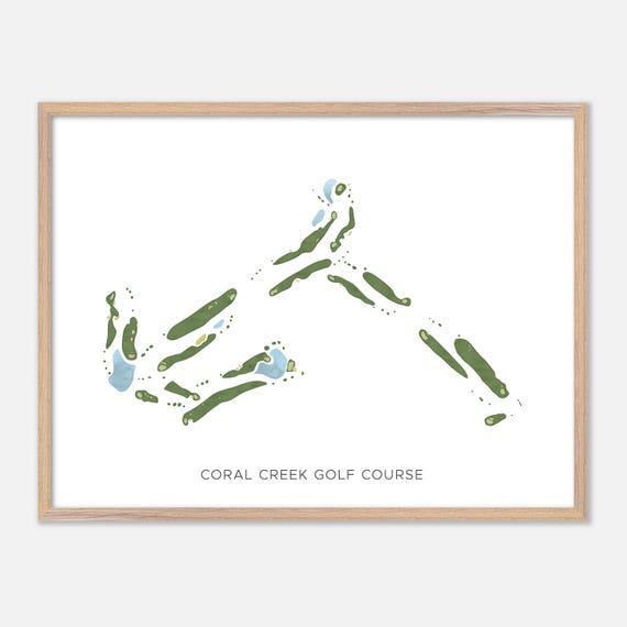 Coral Creek Golf Course In Ewa Beach Hawaii Modern Watercolor Map Golfer Gift Golf Wall Art Golf Poster Print Course Layout